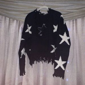 Vici dolls oversized frayed star sweater